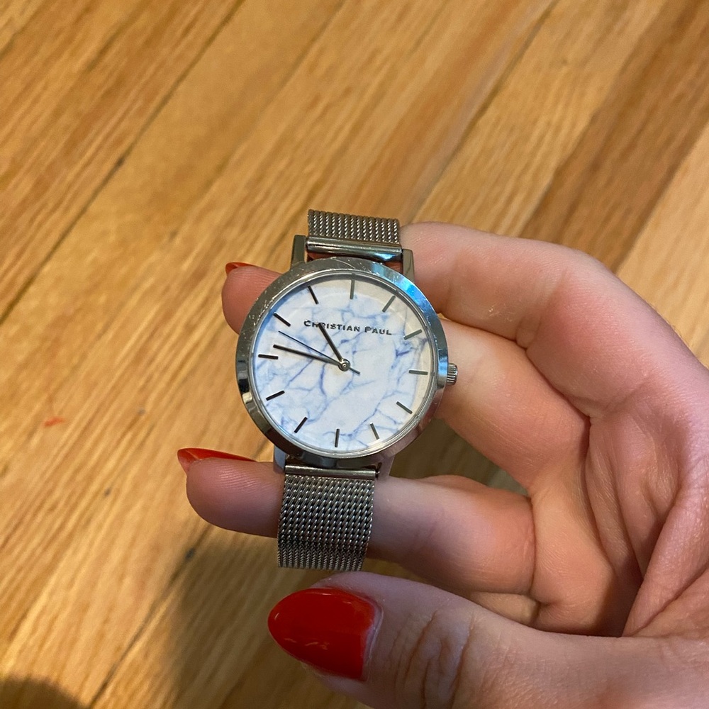 Christian Paul silver with marble face watch